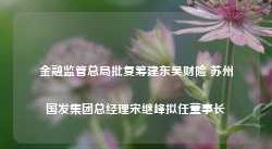 金融监管总局批复筹建东吴财险 苏州国发集团总经理宋继峰拟任董事长